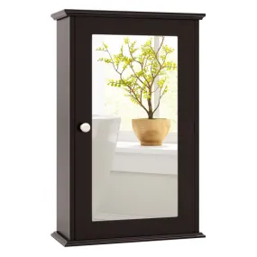 Bathroom Wall Cabinet with Single Mirror Door-Brown