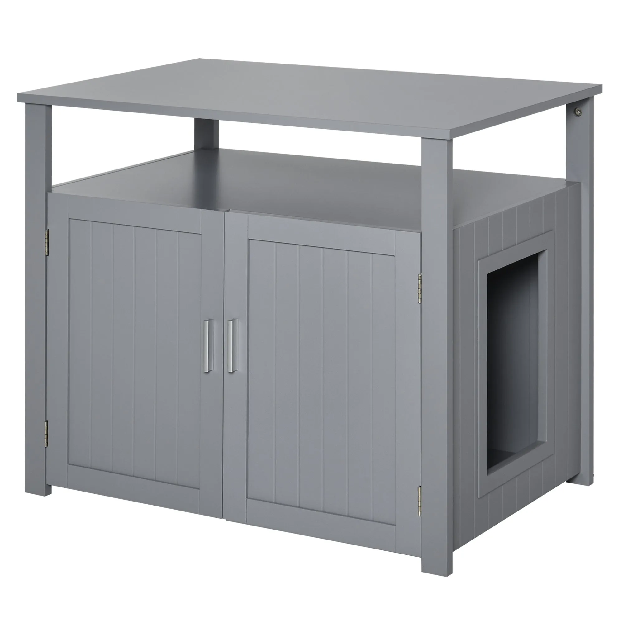 Cat Litter Box Unit Grey by Pawhut