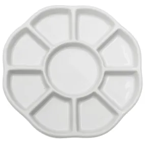 Ceramic Bead Sorting Tray, Round 5 1/2 Inch Diameter with Nine Sections, 1 Tray, White