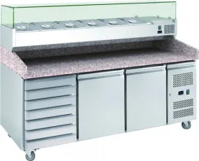 CHEFSRANGE PP3D  - 2 DOOR   1 BANK OF DRAWERS PIZZA PREP COUNTER