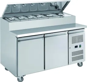 Chefsrange Two Door Prep Counter with 7 x 1/3 GN Topping Well - SP270