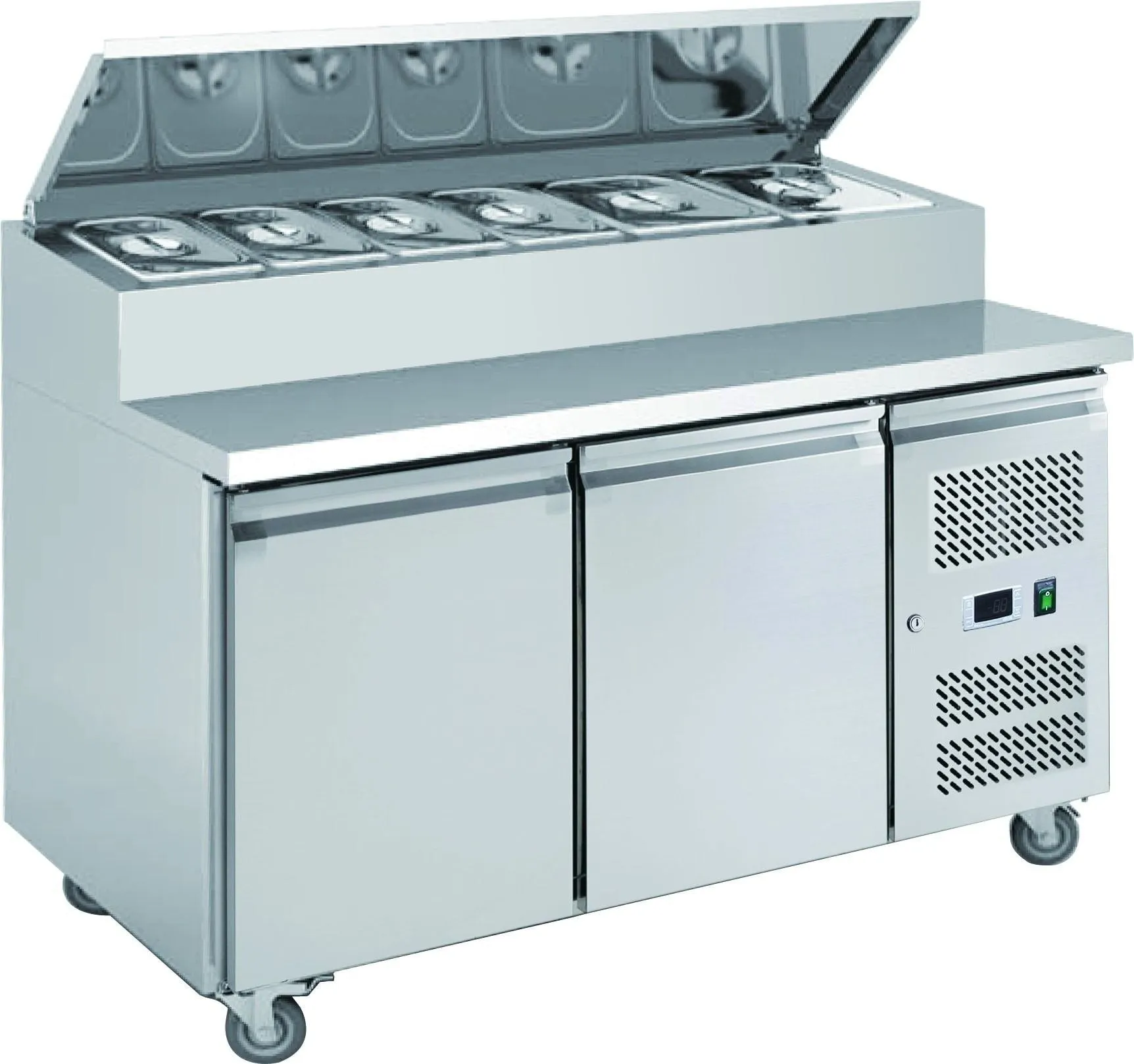 Chefsrange Two Door Prep Counter with 7 x 1/3 GN Topping Well - SP270