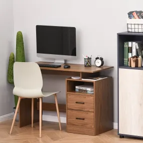 Compact Desk with Shelf, Drawer Writing Table for Home Study, Office - Walnut Wood Colour