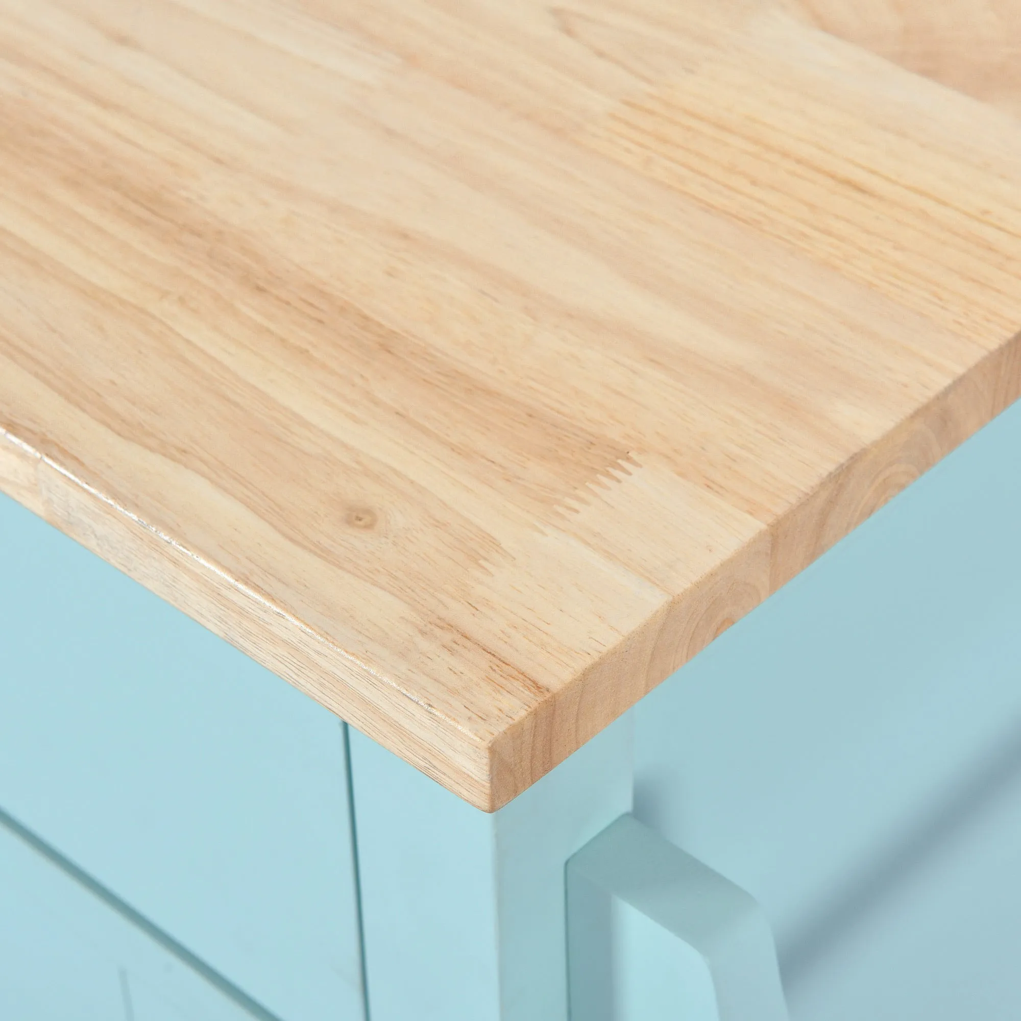 Culinary  Kitchen Cart with Countertop With Barn Door - Mint Green