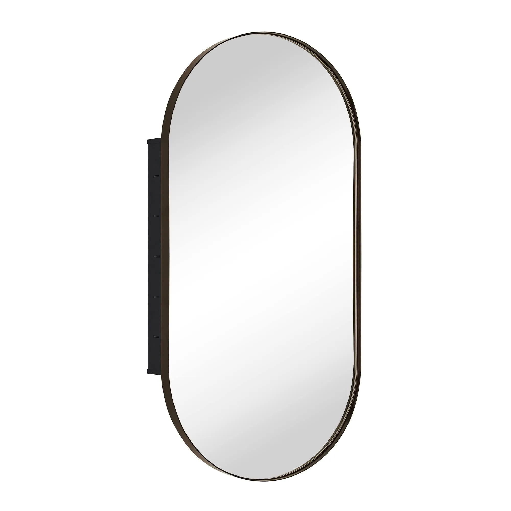 Daisy-Mai Oval Pill Shape Metal Framed Recessed Medicine Cabinet with Mirror