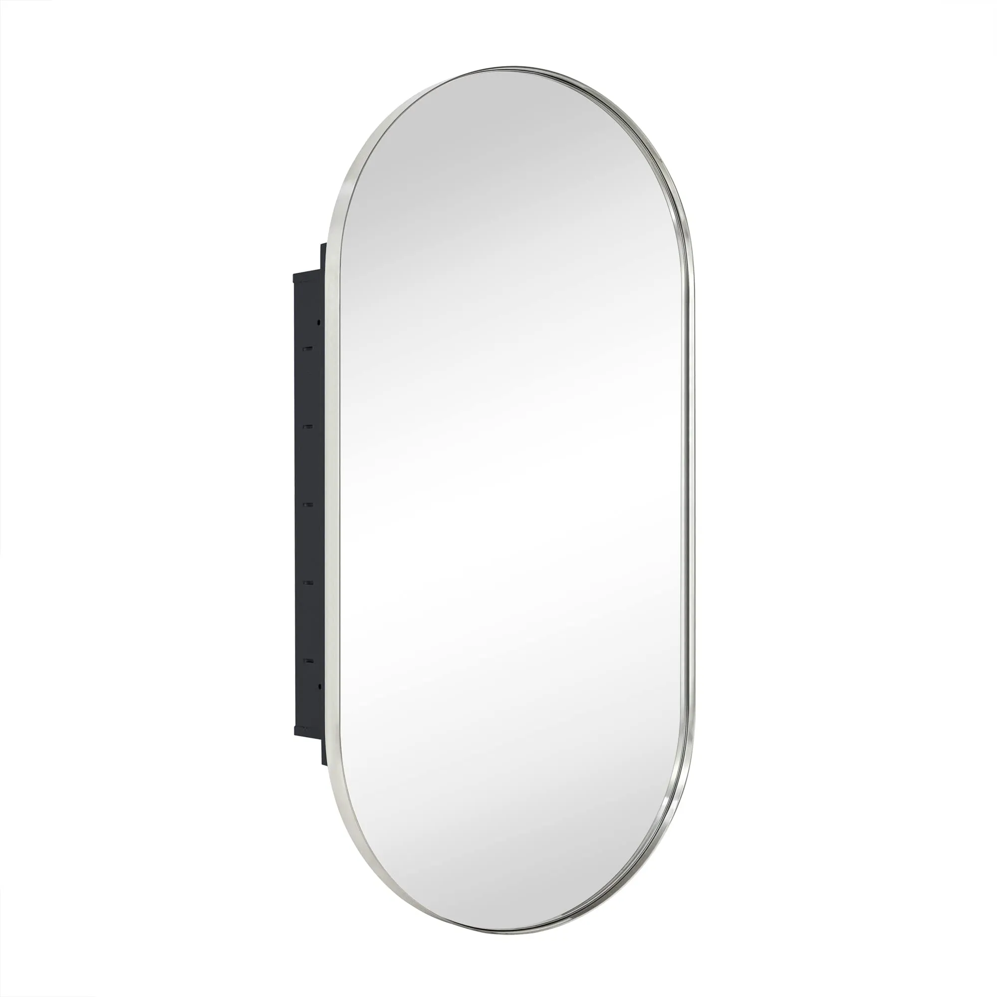 Daisy-Mai Oval Pill Shape Metal Framed Recessed Medicine Cabinet with Mirror