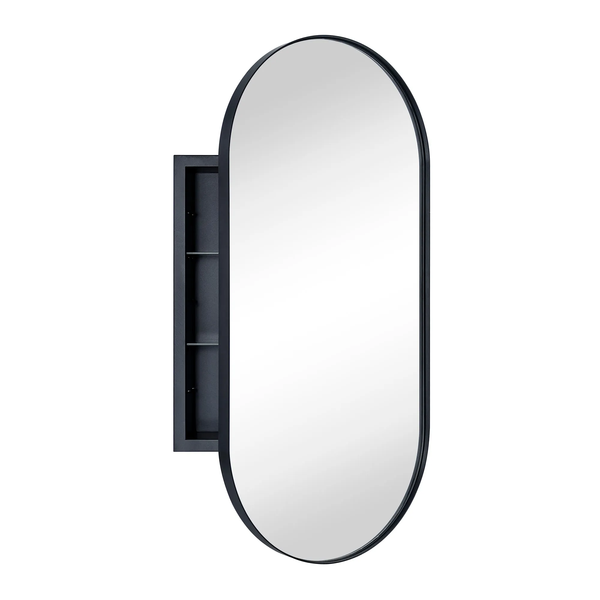 Daisy-Mai Oval Pill Shape Metal Framed Recessed Medicine Cabinet with Mirror