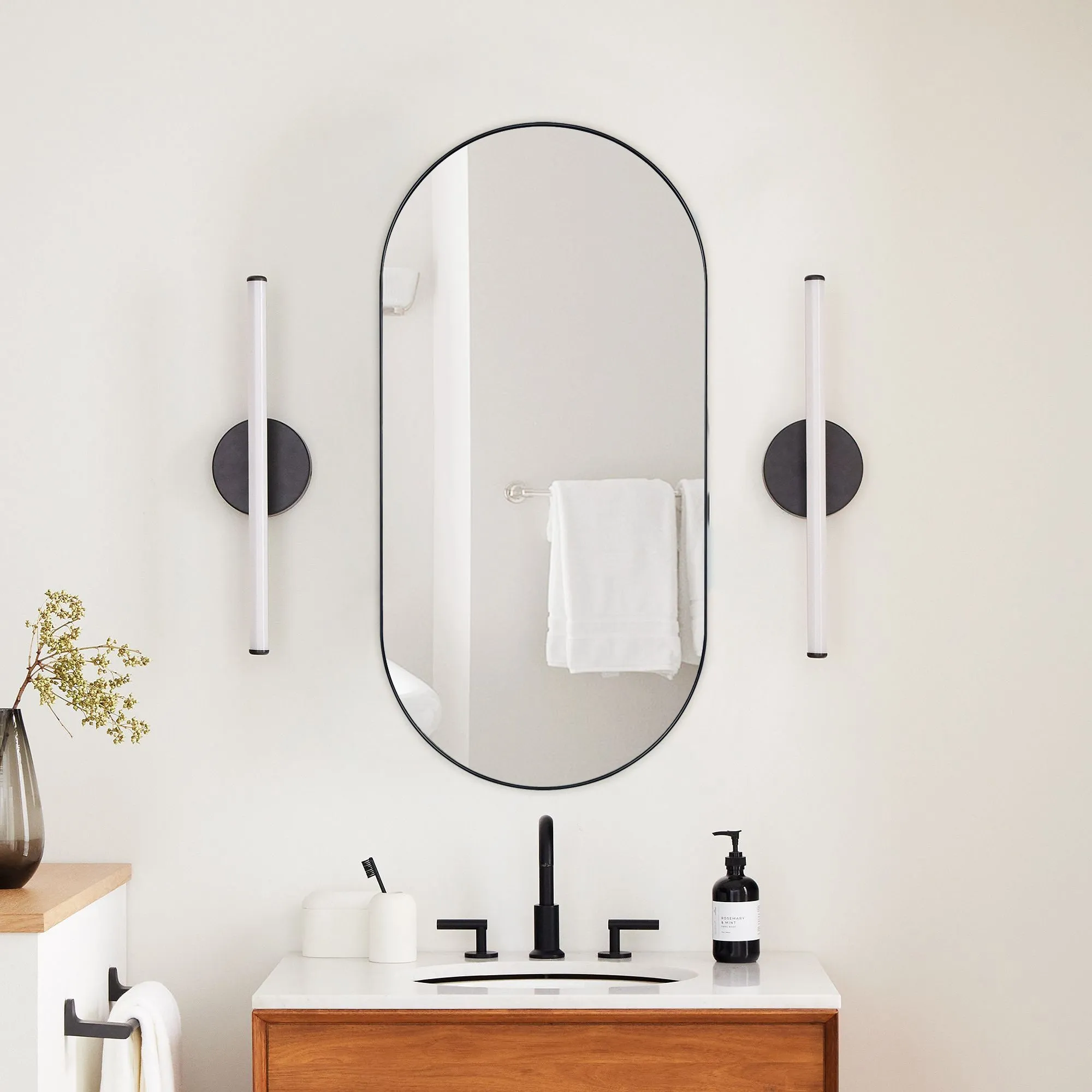 Daisy-Mai Oval Pill Shape Metal Framed Recessed Medicine Cabinet with Mirror