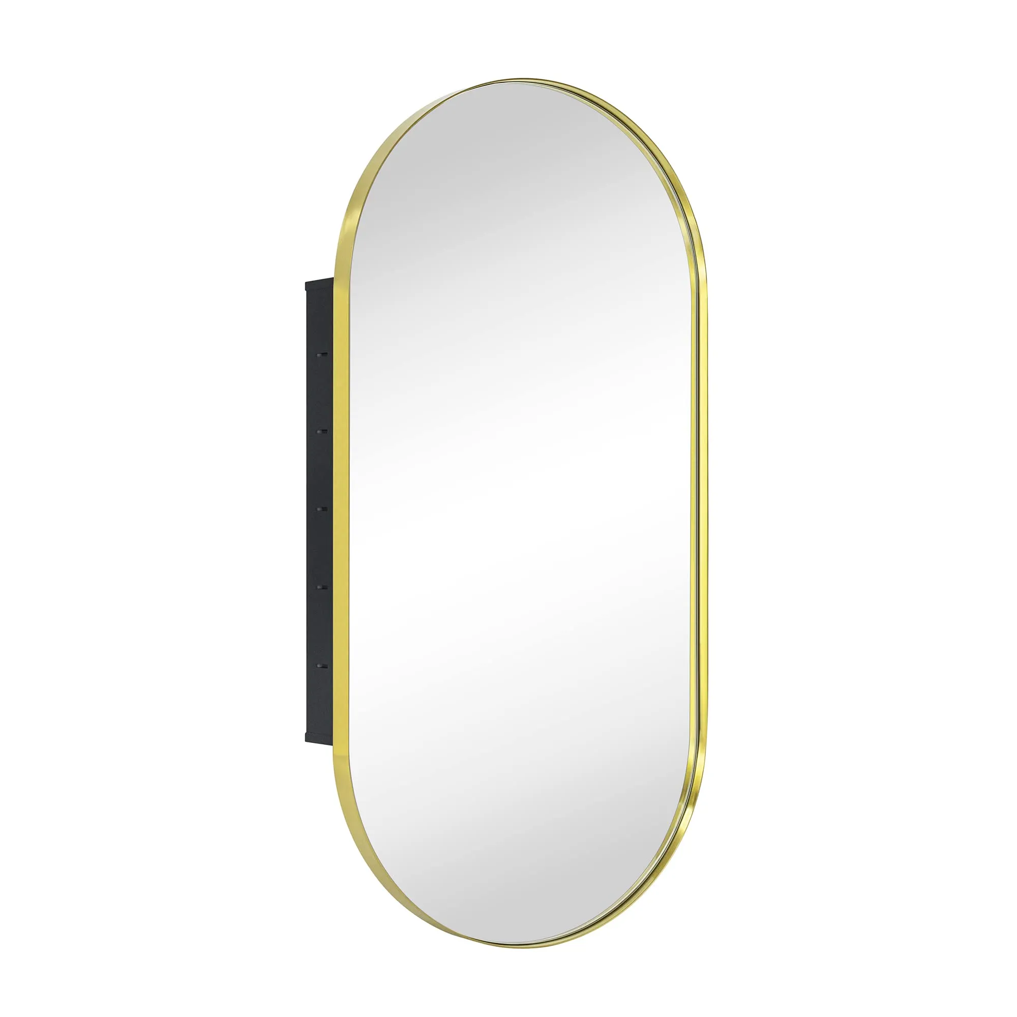 Daisy-Mai Oval Pill Shape Metal Framed Recessed Medicine Cabinet with Mirror