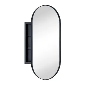 Daisy-Mai Oval Pill Shape Metal Framed Recessed Medicine Cabinet with Mirror