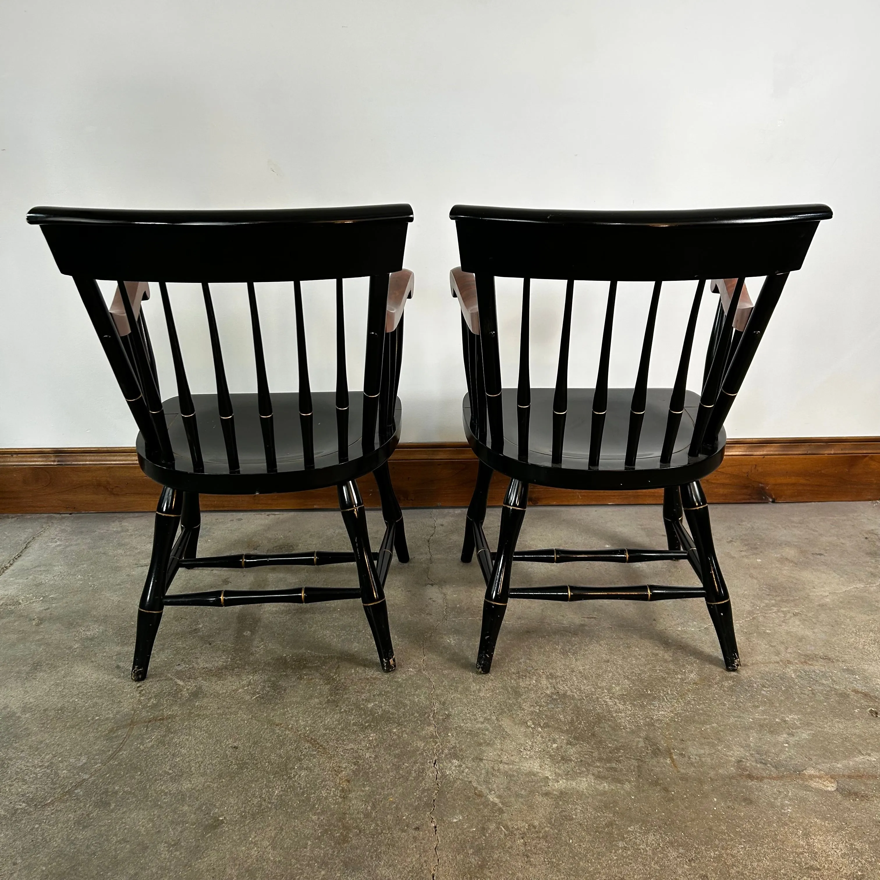 Dartmouth Library Arm Chairs, Nichols and Stone, Black, Vintage, Pair