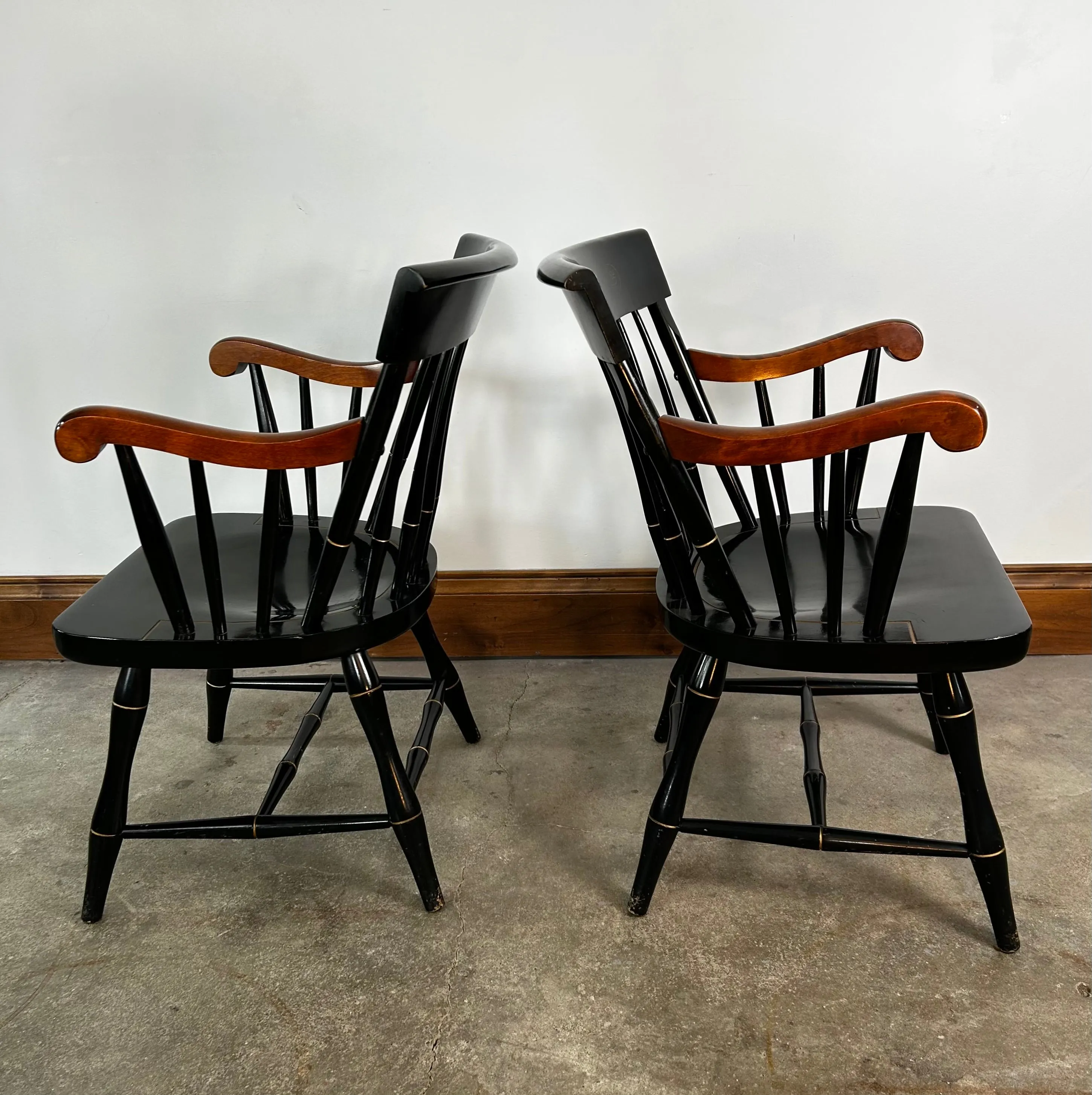 Dartmouth Library Arm Chairs, Nichols and Stone, Black, Vintage, Pair