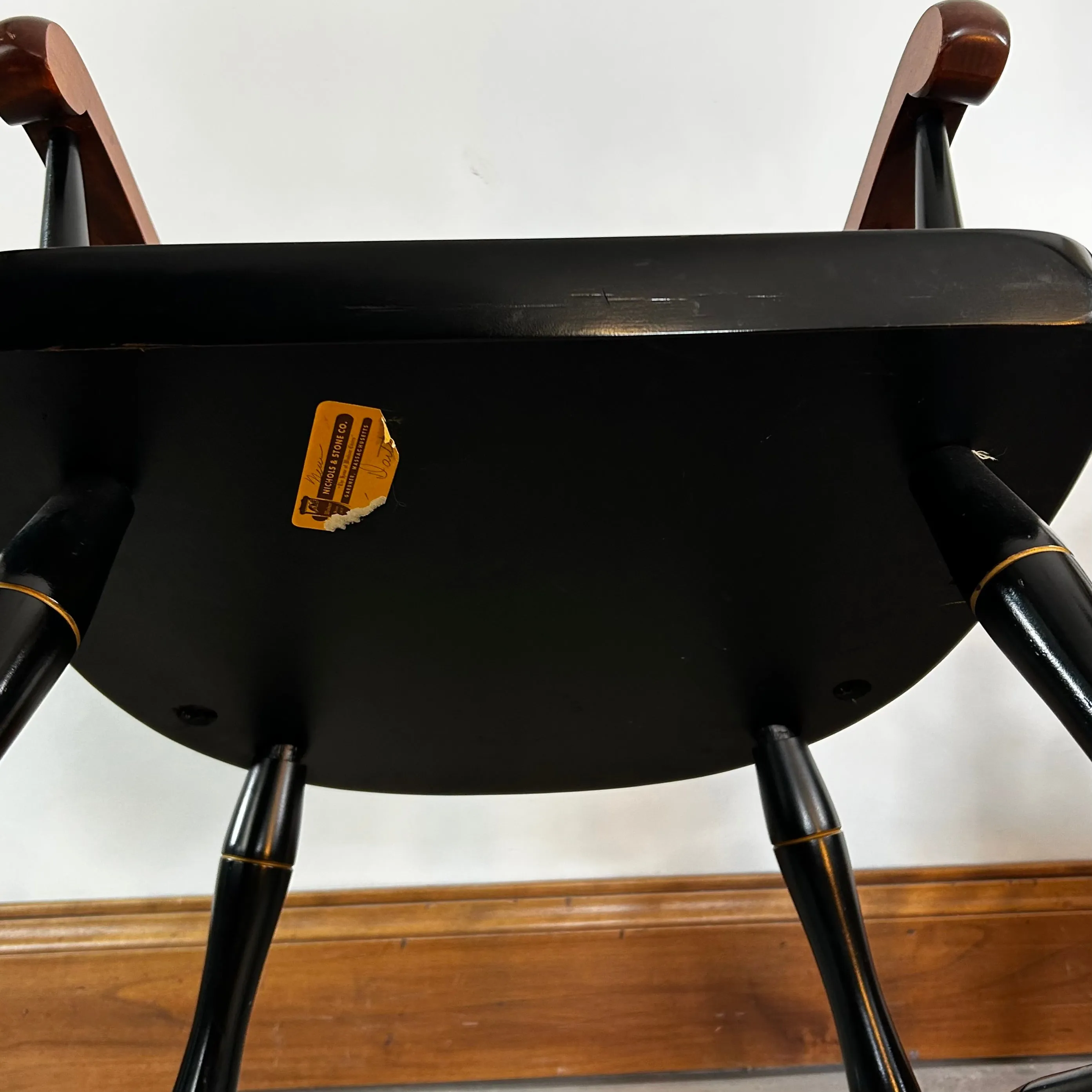 Dartmouth Library Arm Chairs, Nichols and Stone, Black, Vintage, Pair
