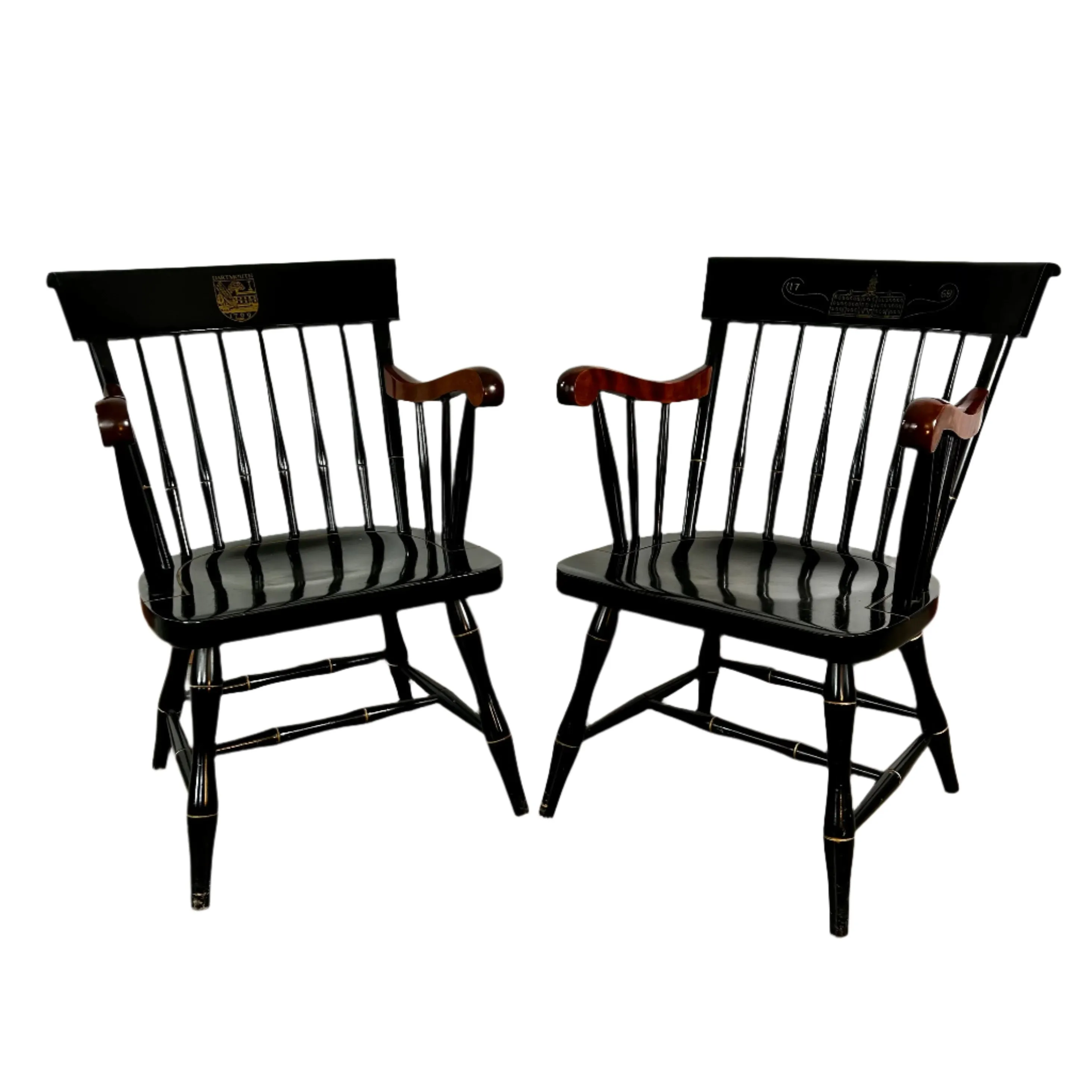 Dartmouth Library Arm Chairs, Nichols and Stone, Black, Vintage, Pair