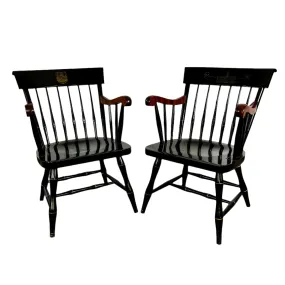 Dartmouth Library Arm Chairs, Nichols and Stone, Black, Vintage, Pair