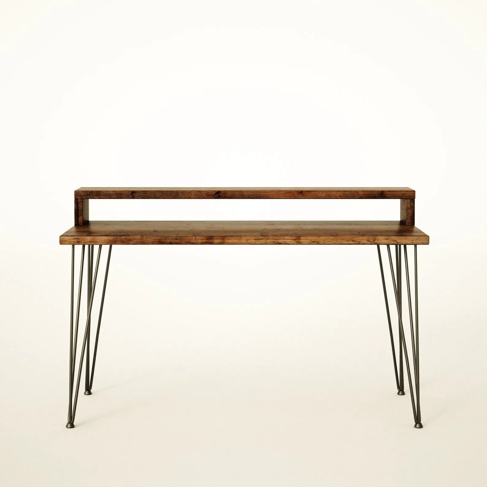 Desk with Monitor Stand, Reclaimed Wood on Hairpin Legs, Customisable  / RECLAIMED Collection