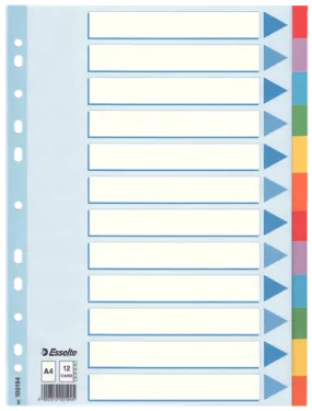 Esselte Divider Card A4 12 Tabs