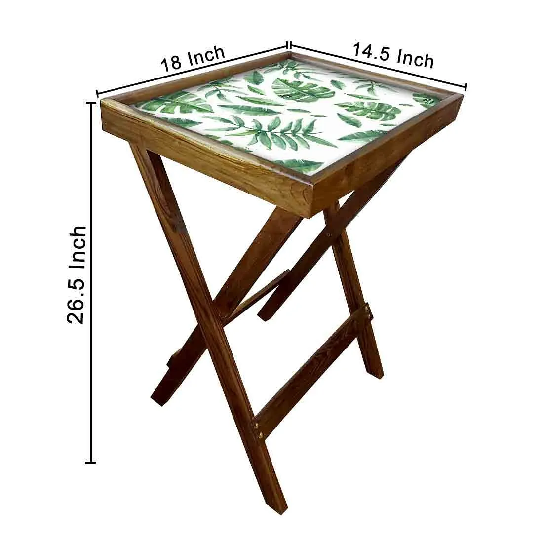 Foldable TV Trays Table Bar Snacks Serving Tables - Green Leaves