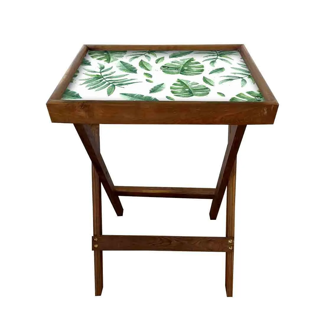 Foldable TV Trays Table Bar Snacks Serving Tables - Green Leaves