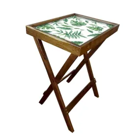Foldable TV Trays Table Bar Snacks Serving Tables - Green Leaves