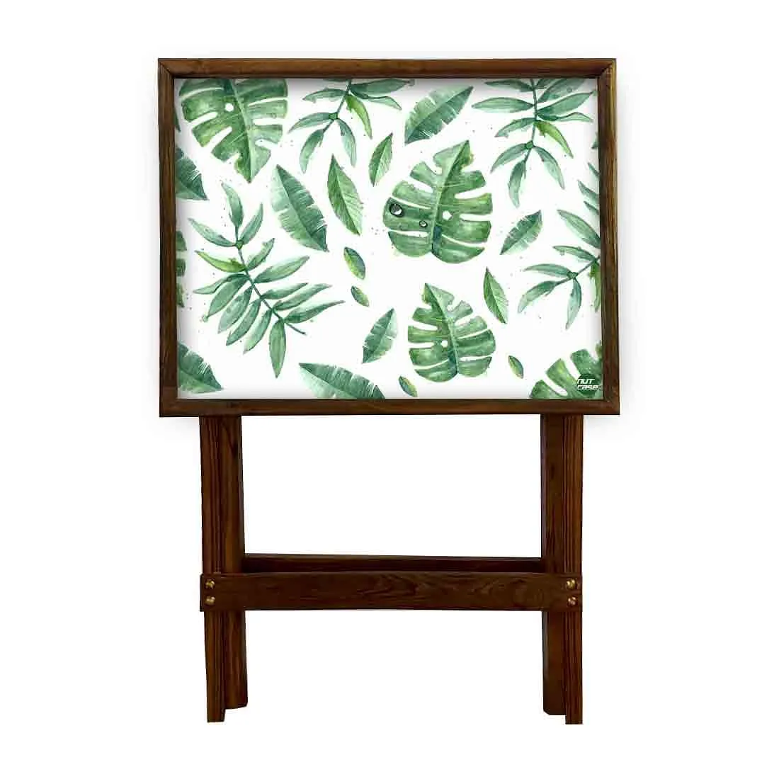Foldable TV Trays Table Bar Snacks Serving Tables - Green Leaves