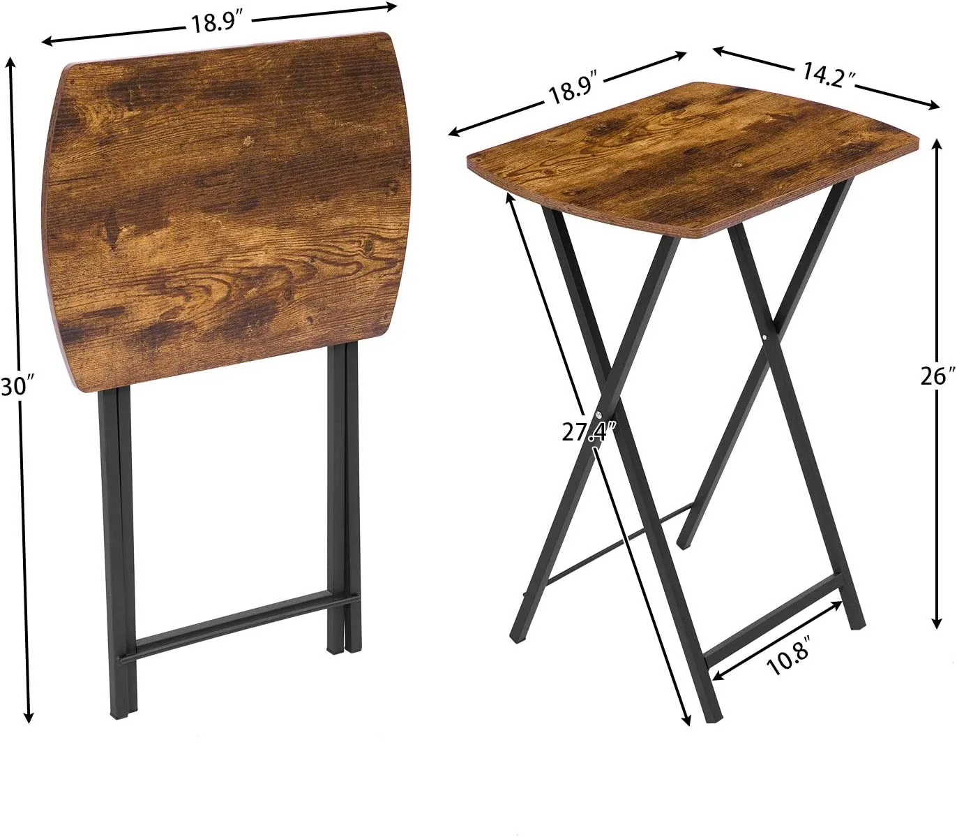 Folding TV Tray Table, TV Trays Set of 2, Foldable Snack TV Tables, Portable End Table