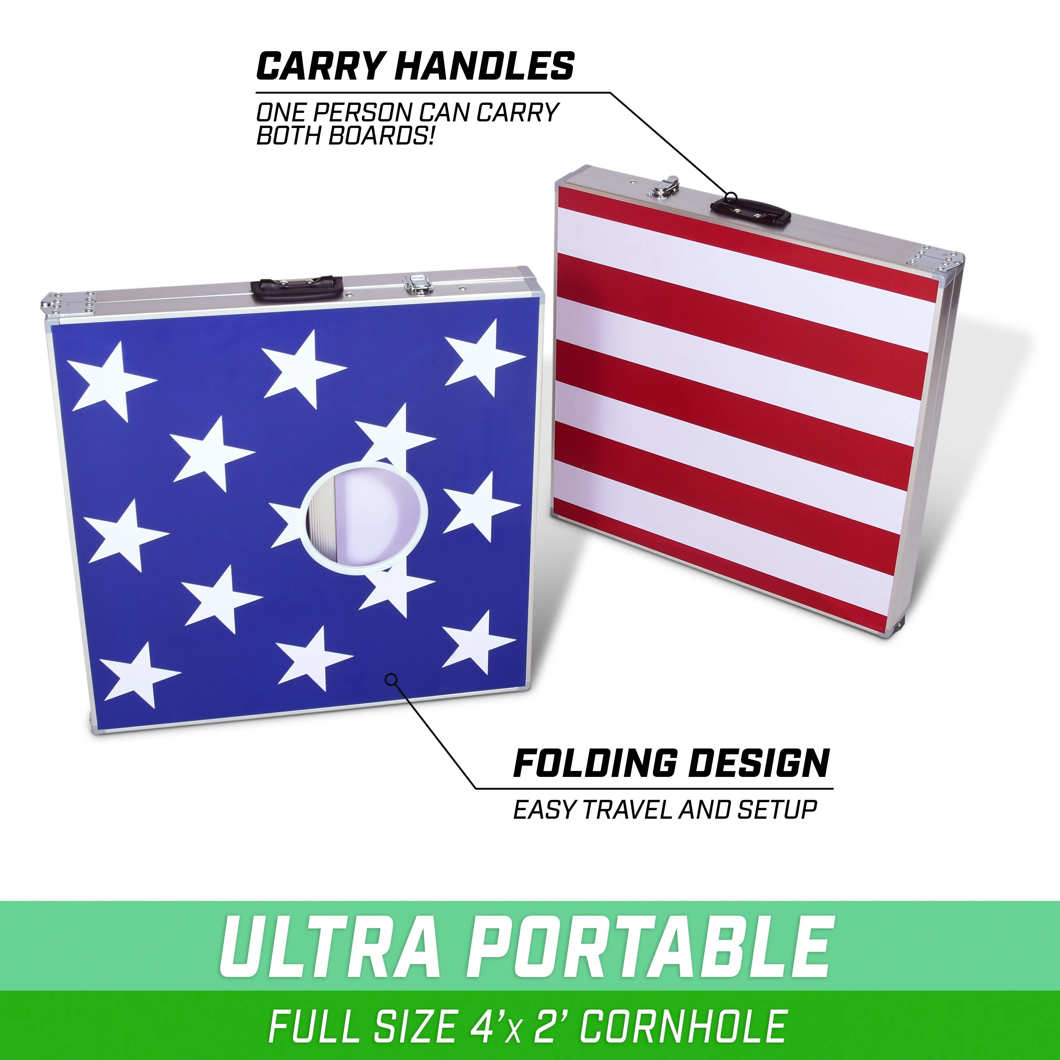 GoSports 4 ft x 2 ft Cornhole PRO Game Set - American Flag