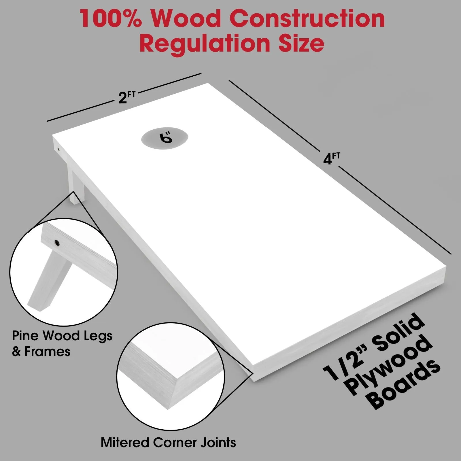GoSports 4 ft x 2 ft Wooden Cornhole Boards Set - White