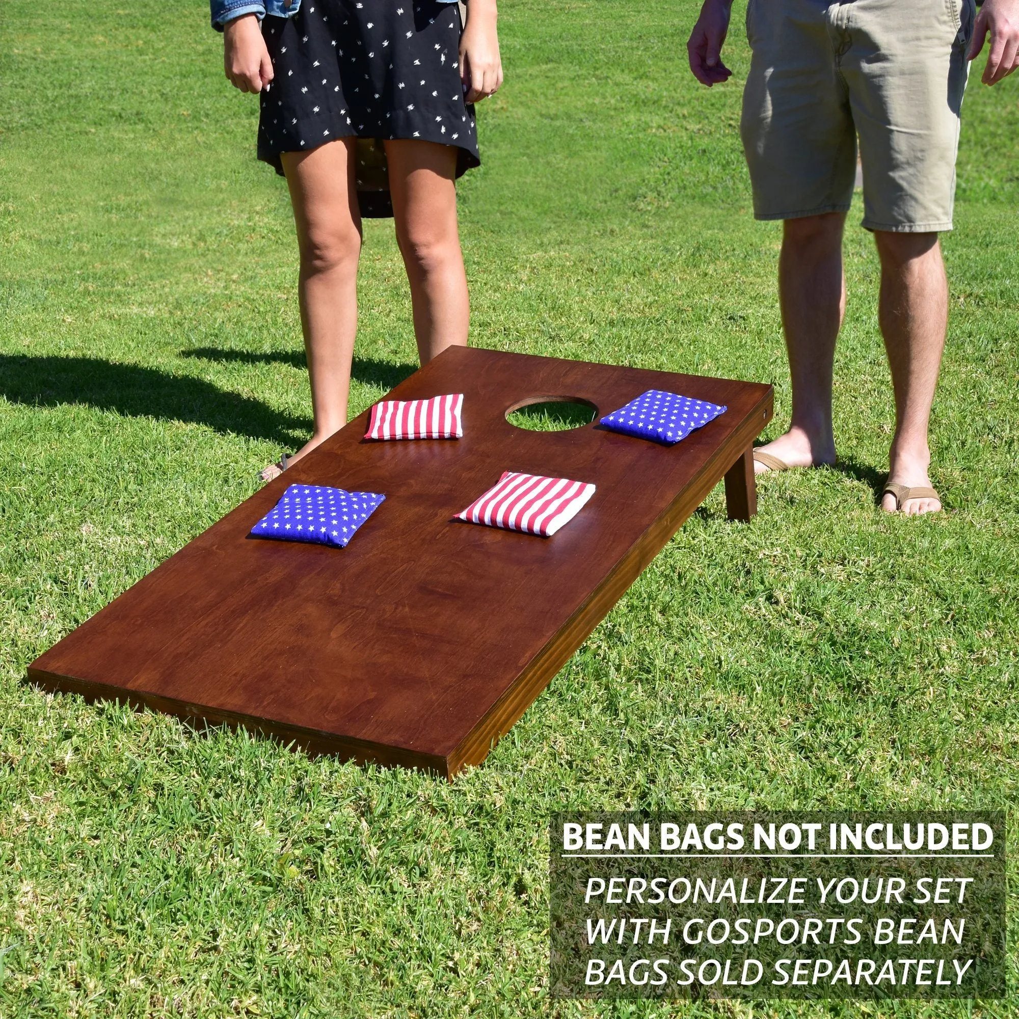 GoSports 4 ft x 2 ft Wooden Cornhole Set - Brown