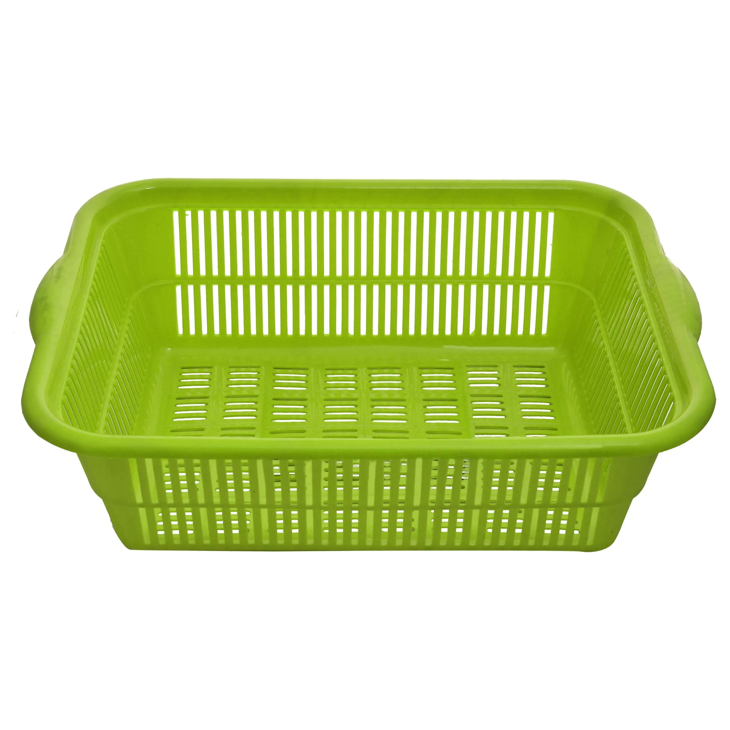 Heart Home Plastic 2 Pieces Kitchen Small Size Dish Rack Drainer Vegetables and Fruits Washing Basket Dish Rack Multipurpose Organizers (Green & Red)- HEART3638
