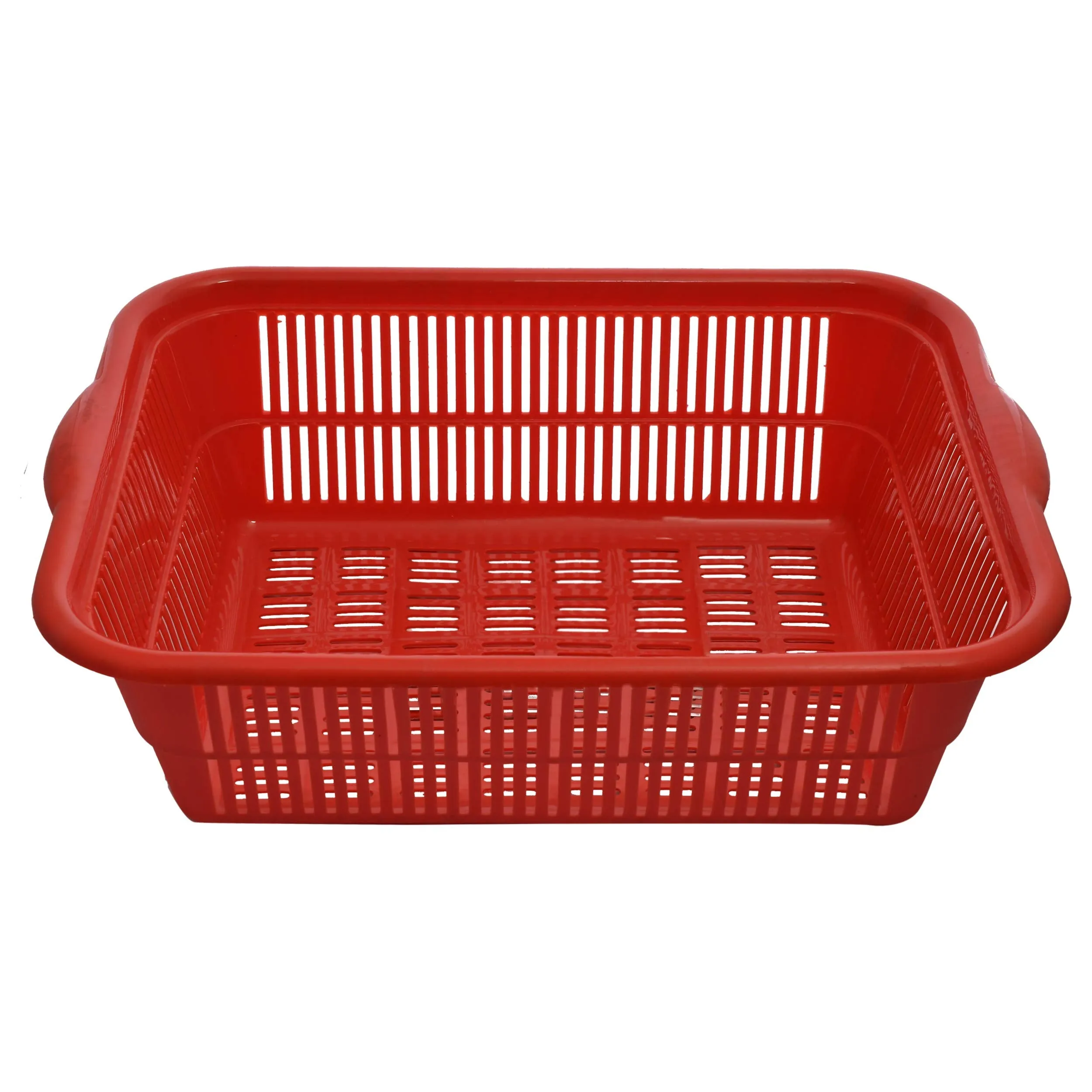 Heart Home Plastic Kitchen Large Size Dish Rack Drainer Vegetables and Fruits Washing Basket Dish Rack Multipurpose Organizers (Red)- HEART3808