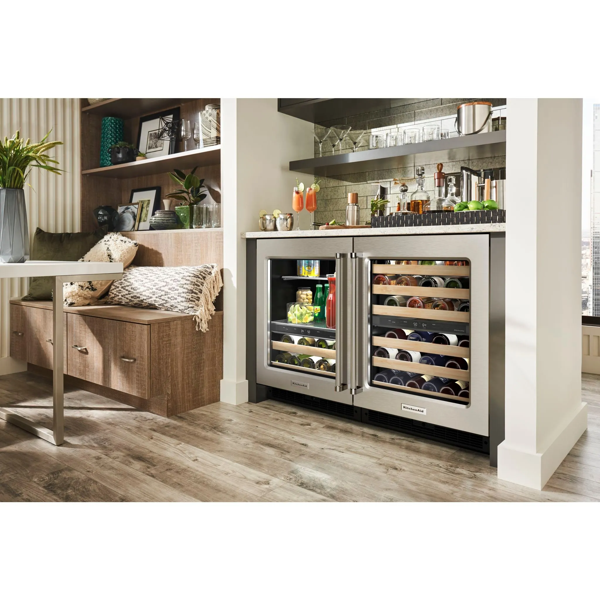 KitchenAid  24" Beverage Center with Glass Door and Wood-Front Racks (KUBL214KSB)