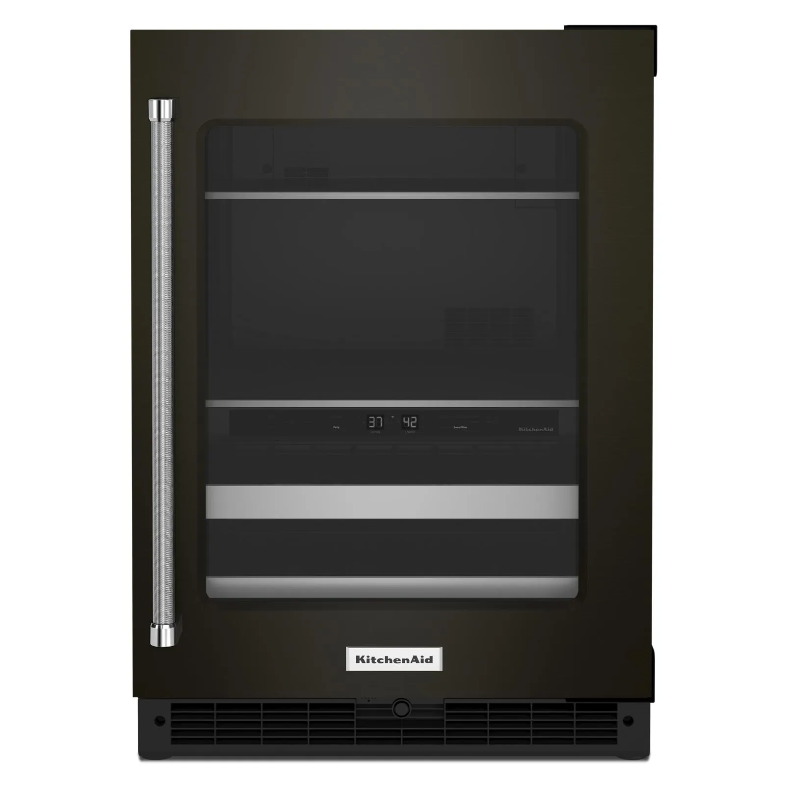 KitchenAid Black Stainless Steel 24" Beverage Center with Glass Door and Metal-Racks ( 4.89 Cu. Ft. ) - KUBR314KBS