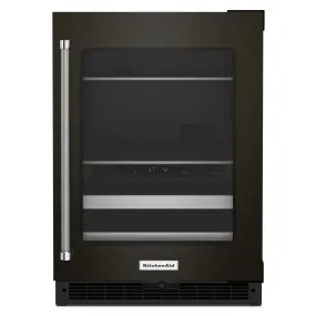 KitchenAid Black Stainless Steel 24" Beverage Center with Glass Door and Metal-Racks ( 4.89 Cu. Ft. ) - KUBR314KBS