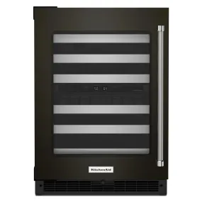 KitchenAid Black Stainless Undercounter Wine Cellar with Glass Door and Metal-Front Racks (4.97 Cu. Ft ) - KUWL314KBS