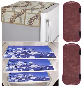 Kuber Industries PVC 3 Pieces Fridge Mats, 2 Piece Handle Cover and 1 Piece Fridge Top Cover (Cream)-CTKTC32892