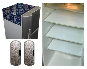 Kuber Industries PVC 3 Pieces Fridge Mats, 2 Pieces Handle Cover and 1 Piece Fridge Top Cover (Multi) - CTKTC7711