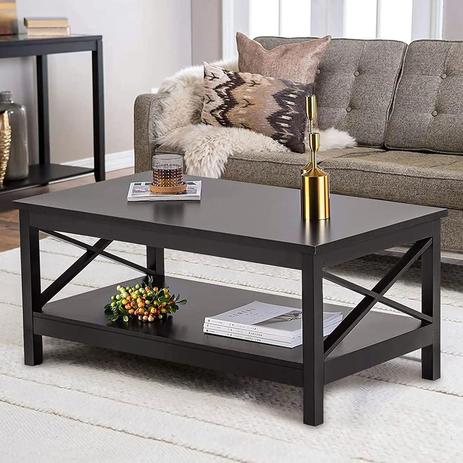 Lecut 39.56” L Concise Style Coffee Table Oxford Console Table