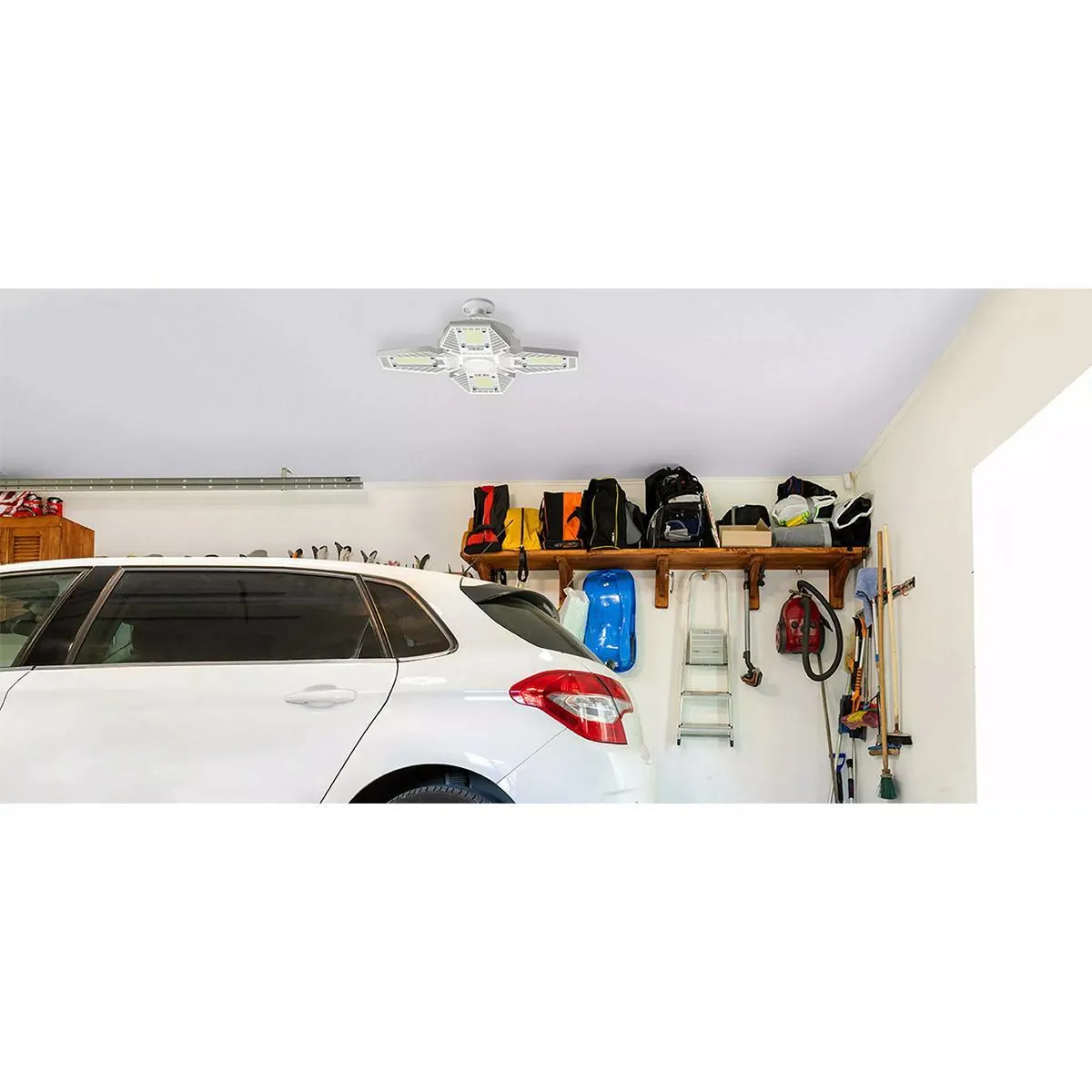 LED Garage Light Bulb, 80 Watts, 10000 Lumens, 5000K, 4 Adjustable Panels, E26 Base, 120-277V