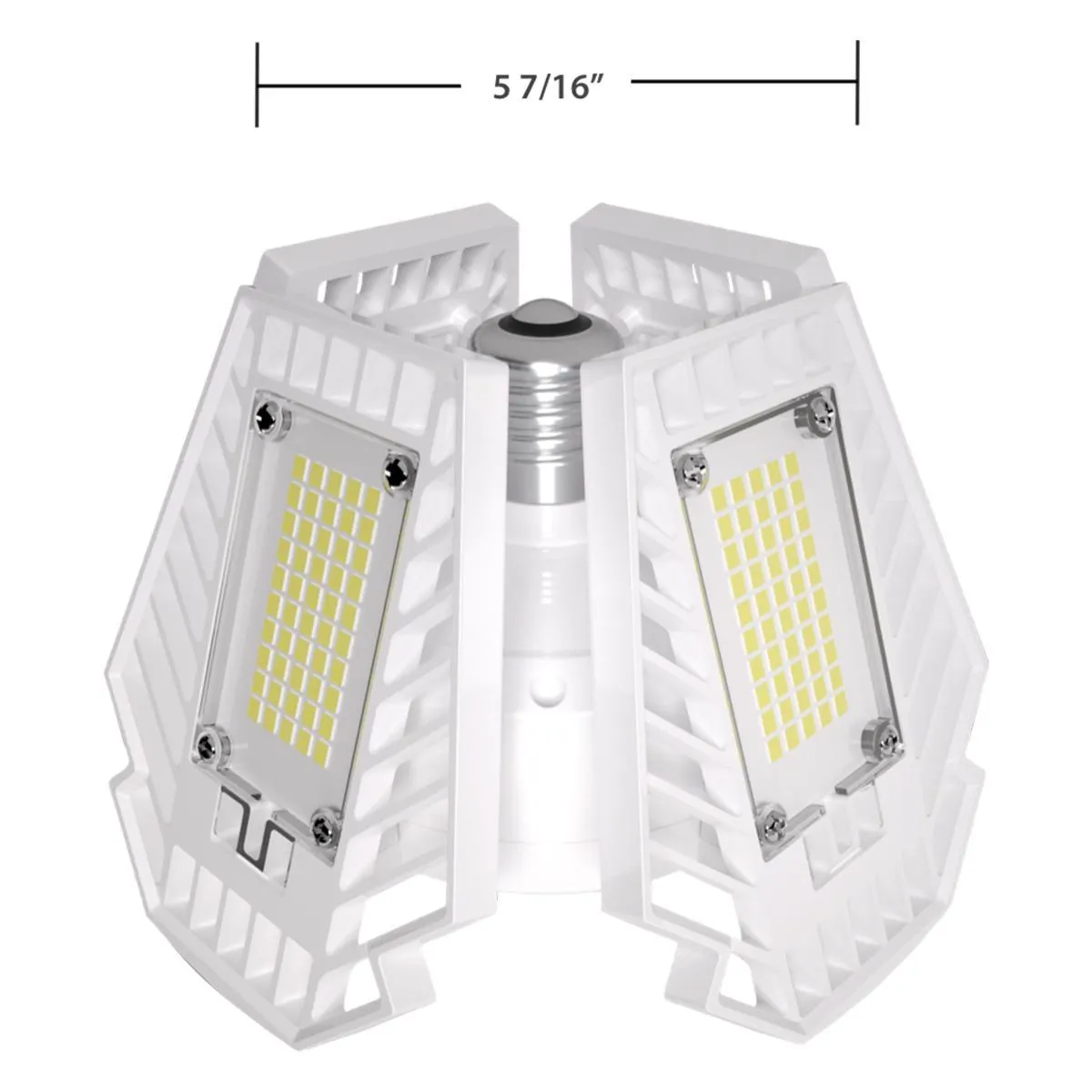 LED Garage Light Bulb, 80 Watts, 10000 Lumens, 5000K, 4 Adjustable Panels, E26 Base, 120-277V