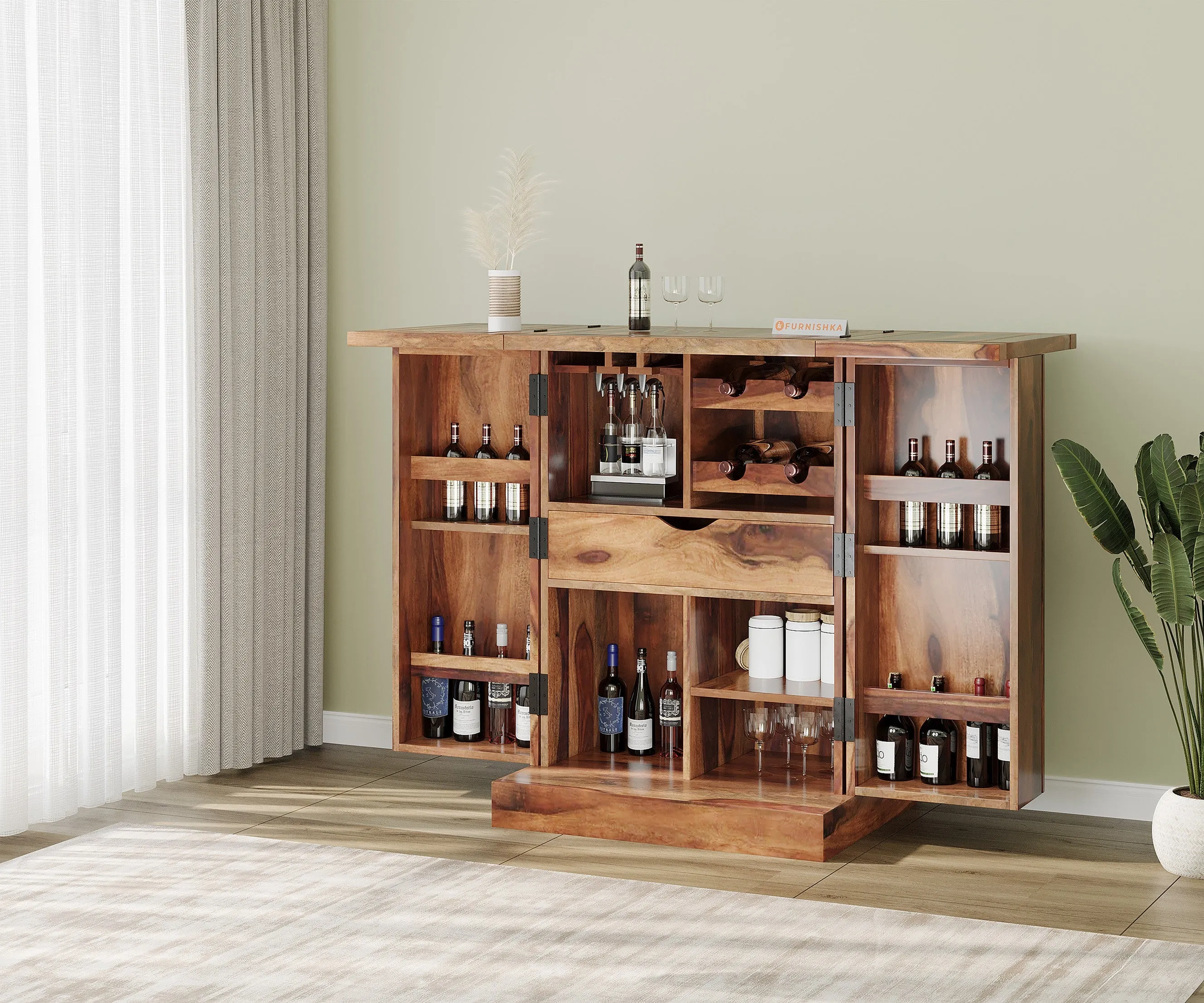 Lima Sheesham Bar Cabinet