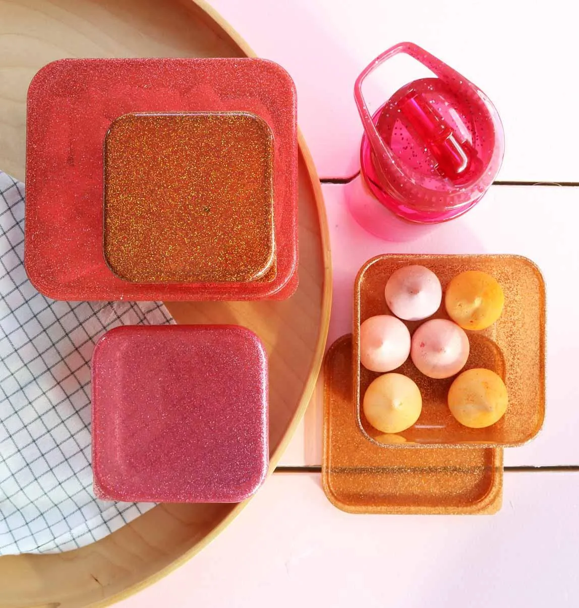 Lunch & Snack Box Set - Glitter - Autumn Pink