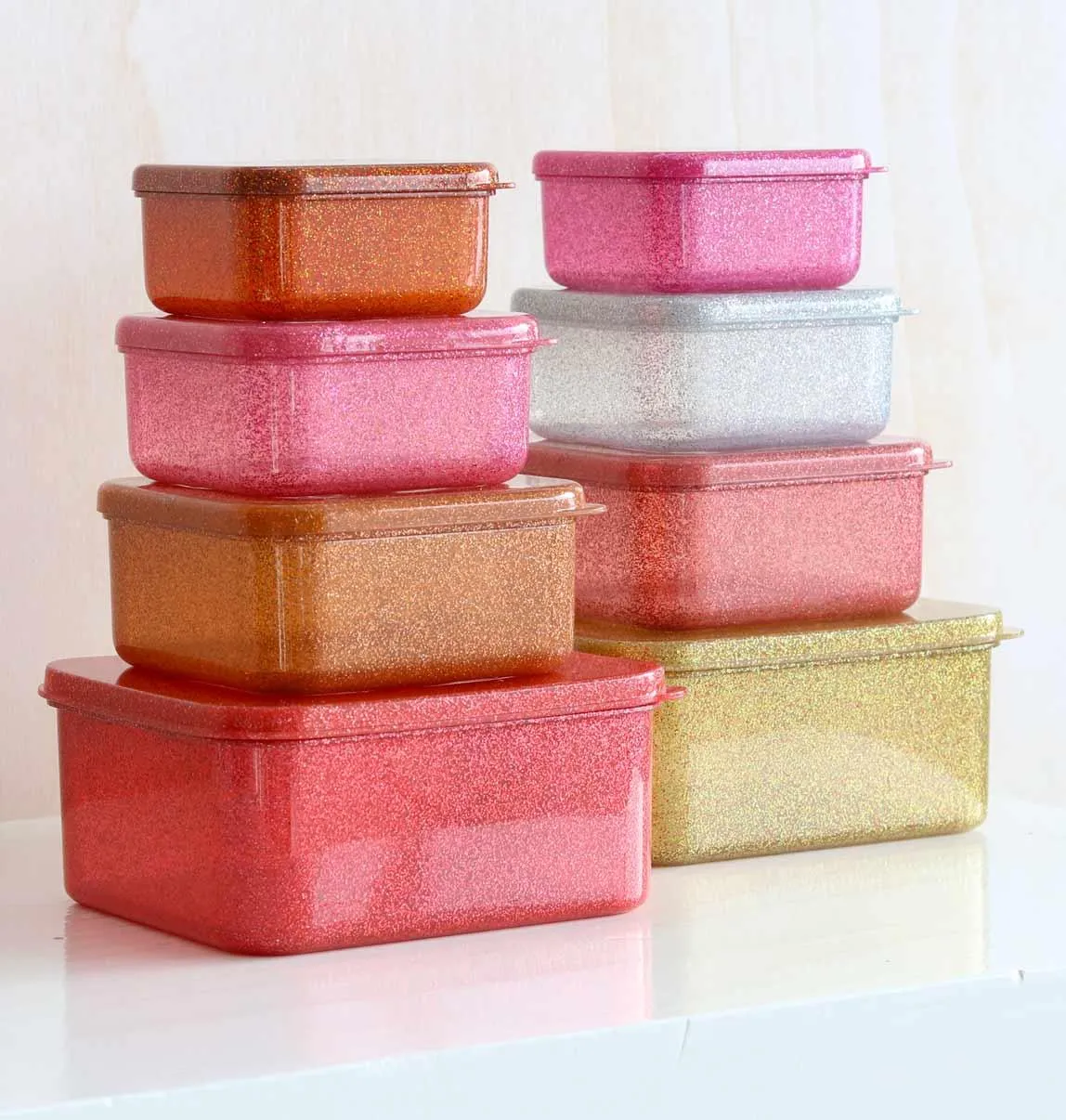 Lunch & Snack Box Set - Glitter - Autumn Pink
