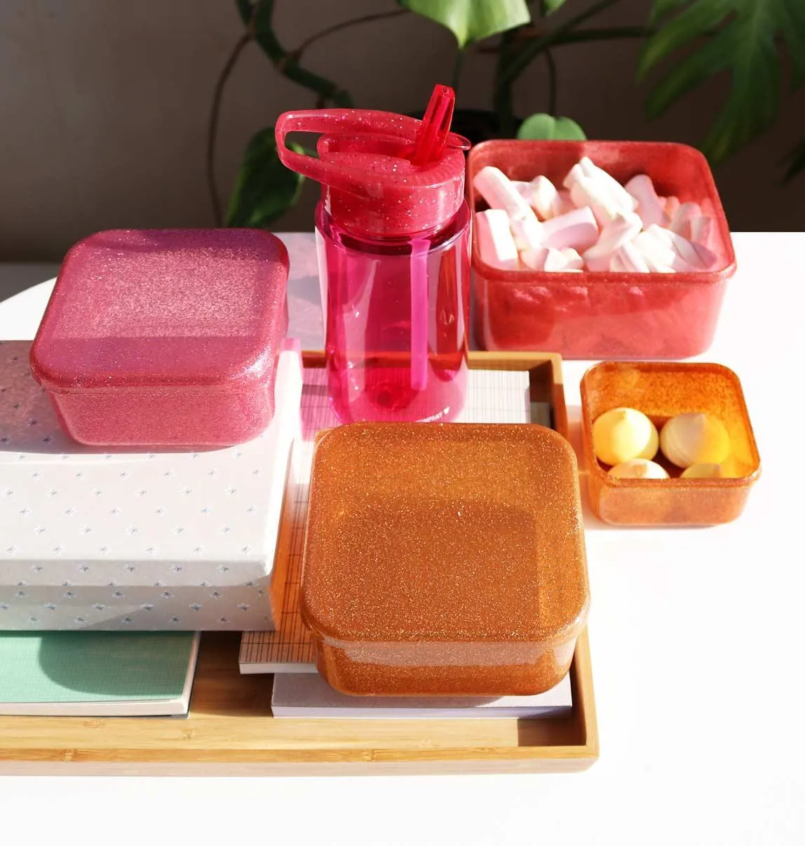Lunch & Snack Box Set - Glitter - Autumn Pink