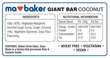 Ma Baker Coconut Flapjack Giant Bar 90g