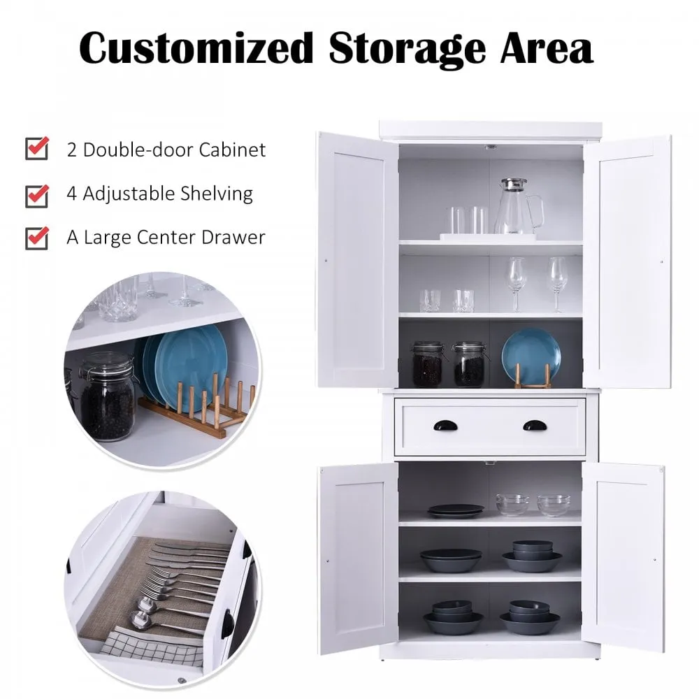 MDF Colonial Freestanding Kitchen Pantry Cabinet White