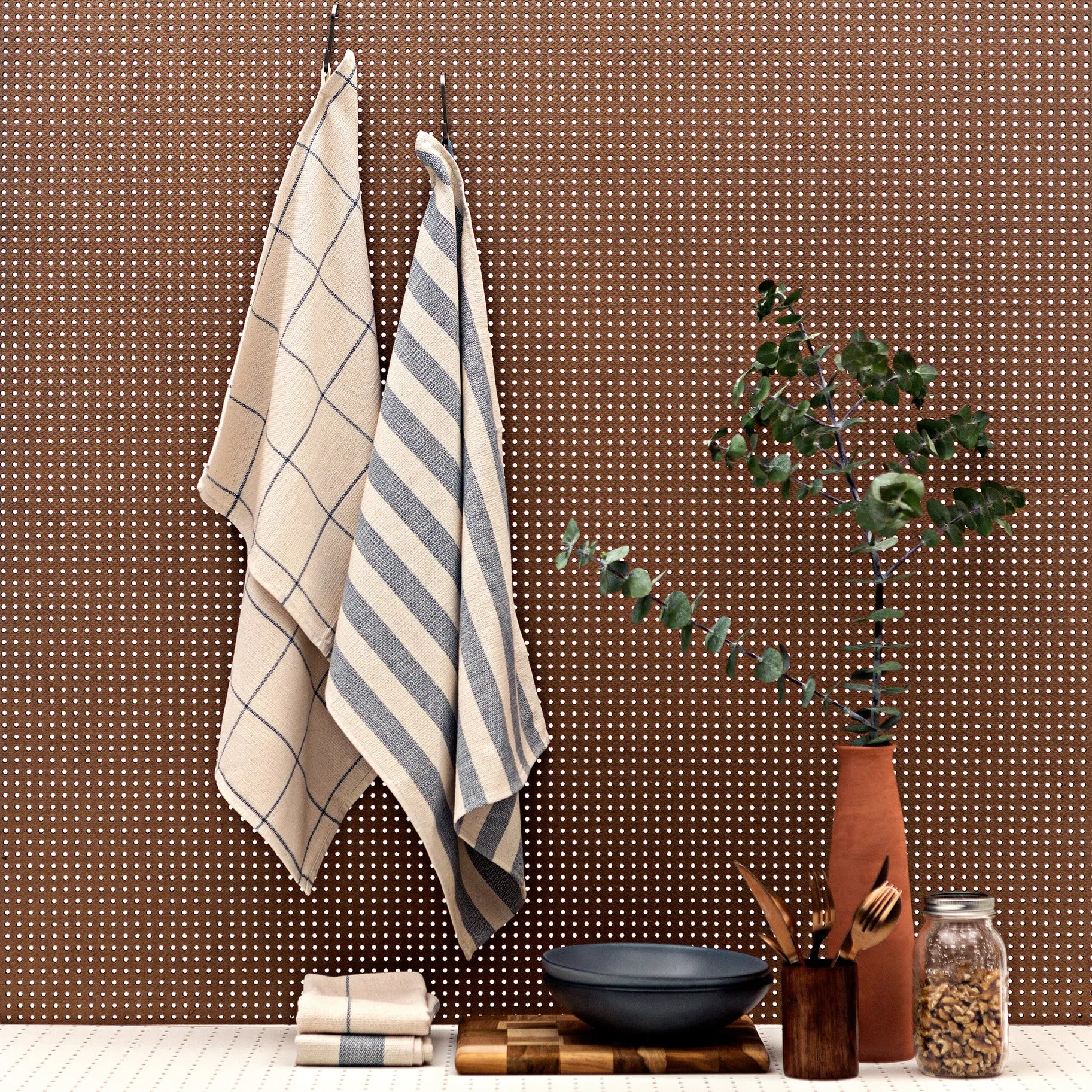 MEEMA Dish Towels | Cotton Kitchen Towels | Made with Upcycled Denim and Cotton | Set of 4