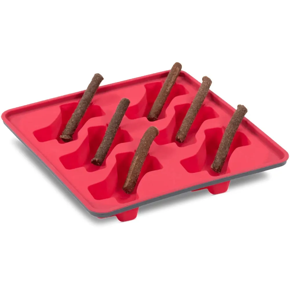 Messy Mutts Framed Silicone Popsicle  Dog Treat Mold (6 Bones, Watermelon)