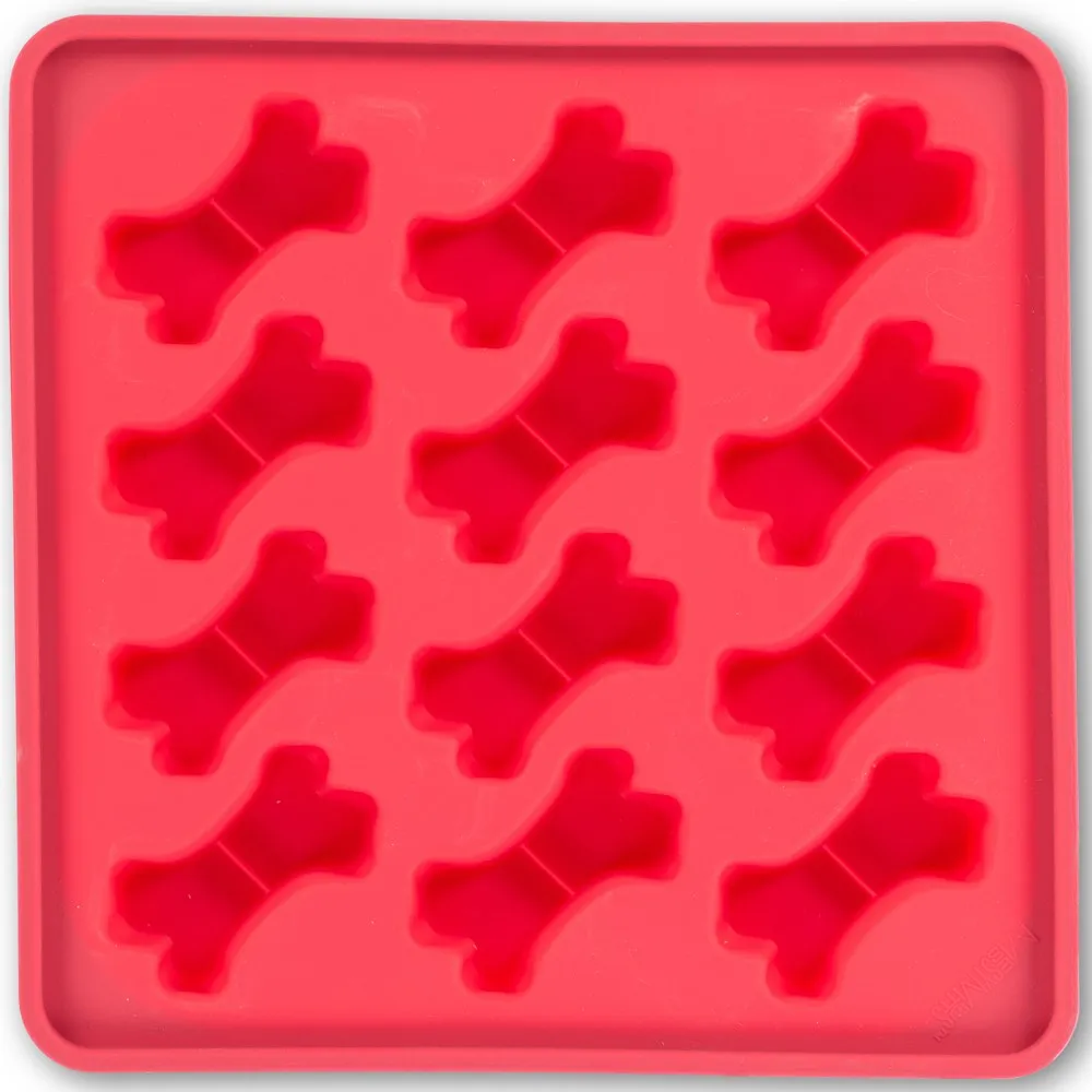 Messy Mutts Framed Silicone Popsicle  Dog Treat Mold (6 Bones, Watermelon)