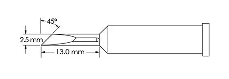 Metcal GT6-KN0025P Power 45° Knife Solder Tip, 2.5 x 13mm